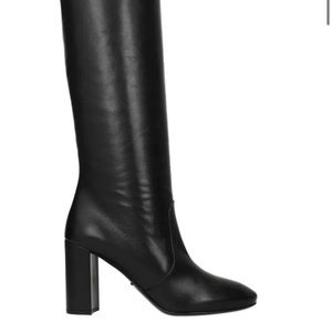 Prada Black Leather Knee Length Boots